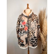 Manteau veste sherpa léopard tête de mort calavera grande taille