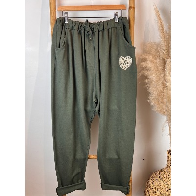 Pantalon jogging cœur léopard grande taille