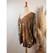 Pull lurex manches longues Frida fleurs soleil Grande Taille
