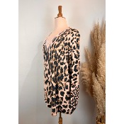 Pull maille duveteuse grande taille léopard