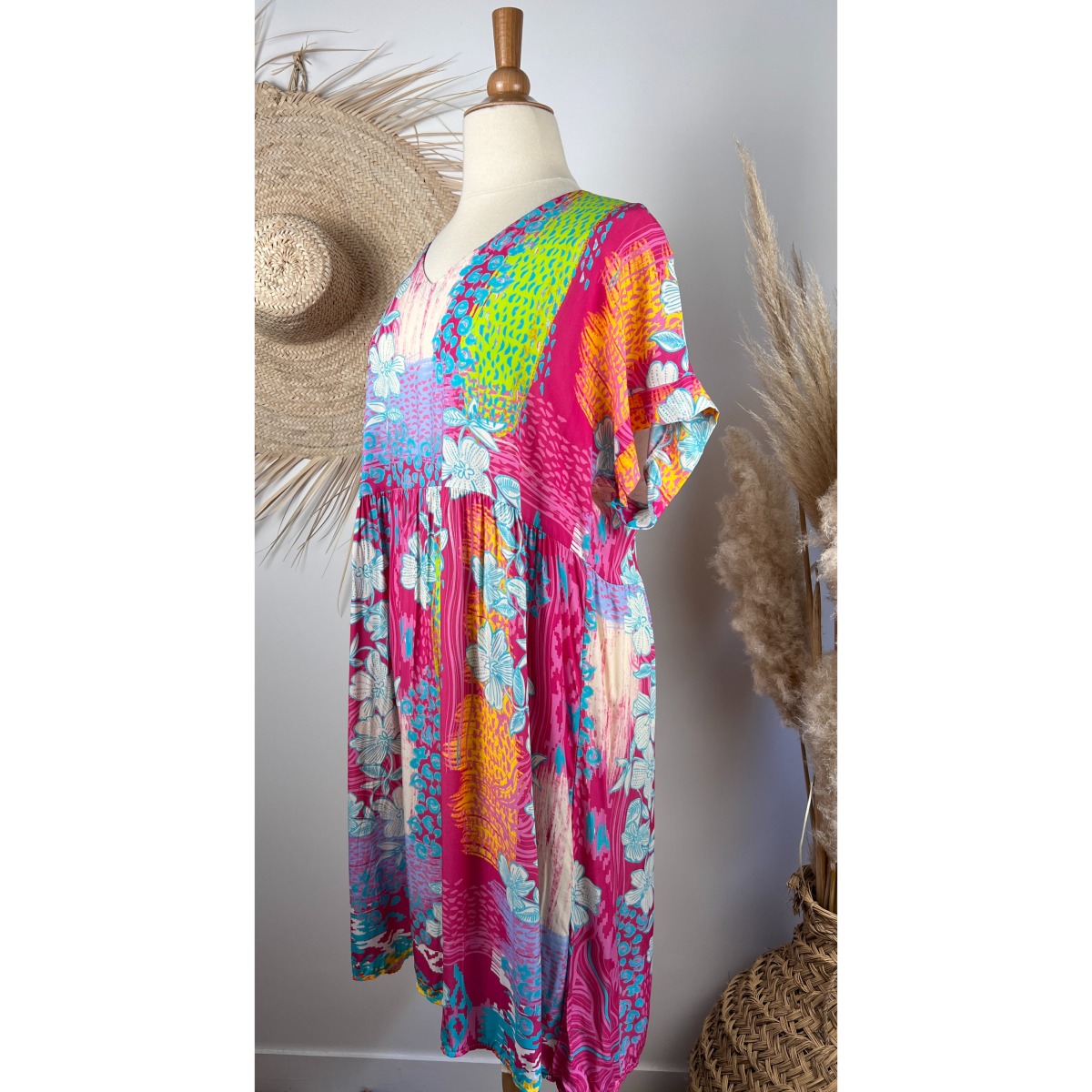 Robe Boh?�me ?� Imprim?� Floral Grande Taille