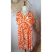 Robe imprimé orange viscose grande taille