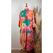 Robe longue bohème colorée coton broderie anglaise grande taille