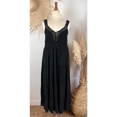 Robe longue bretelles crochet dentelle bohème grande taille