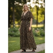 Robe longue magique léopard grande taille 38/40 au 50/52