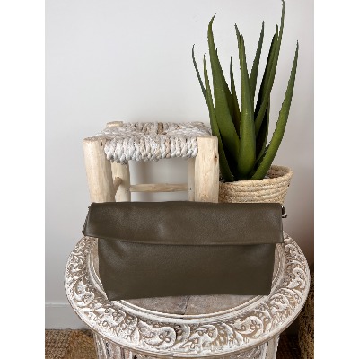 Sac pochette cuir bandoulière 2 en 1