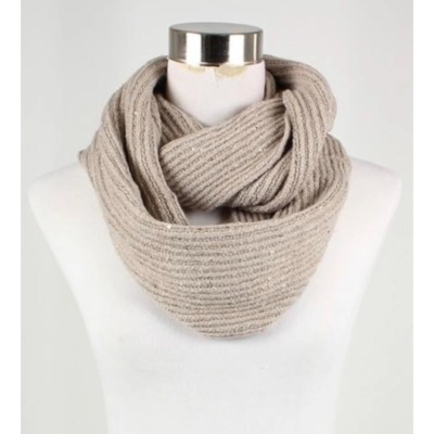 Snood tour de cou taupe sequins transparents
