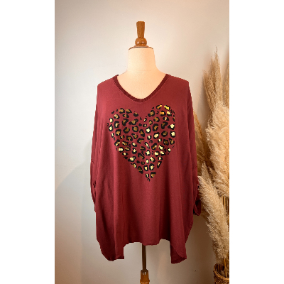 Tunique coton & tencel cœur léopard grande taille