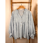 Tunique tencel unie manches bouffantes grande taille