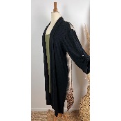Kimono manteau léger noir maille coiffe indien bohème grande taille