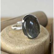 Bague cabochon labradorite en argent 925 grande taille