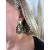 Boucles d'oreilles bohème en pierres naturelles et acier doré