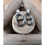 Boucles d'oreilles maillon ancre argent acier inoxydable