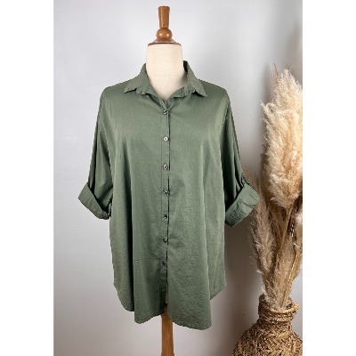 Chemise en coton unie grande taille