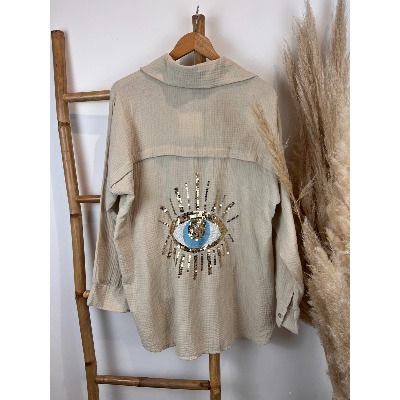 Chemise en gaze de coton oeil sequins blanche 36 - 44