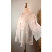 Chemise lin unie motif croix grande taille
