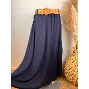 Jupe longue unie fluide avec ceinture grande taille