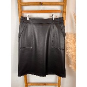 Jupe en simili-cuir noir grande taille du 42/44 au 54/56