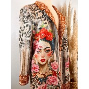 Manteau en suédine imprimée inspiration Frida