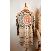 Manteau en suédine imprimée inspiration Frida