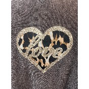 Pull coeur léopard marron oversize 56-58 grande taille