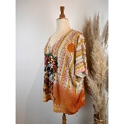 Pull fin lurex manches courtes Tête de mort Calavera grande taille