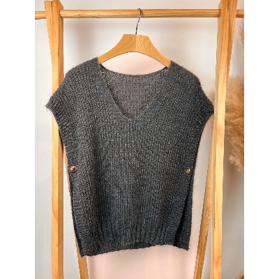 Pull sans manches maille mousseuse 44-46
