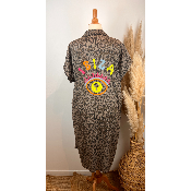 Robe chemise en coton léopard Ibiza grande taille
