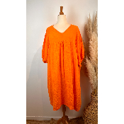 Robe longue en gaze de coton unie grande taille 