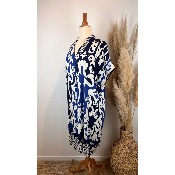 Robe viscose imprimée grande taille bleue
