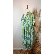 Robe viscose imprimée grande taille kaki / bleu