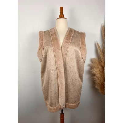 Veste sans manches suédine fourrée