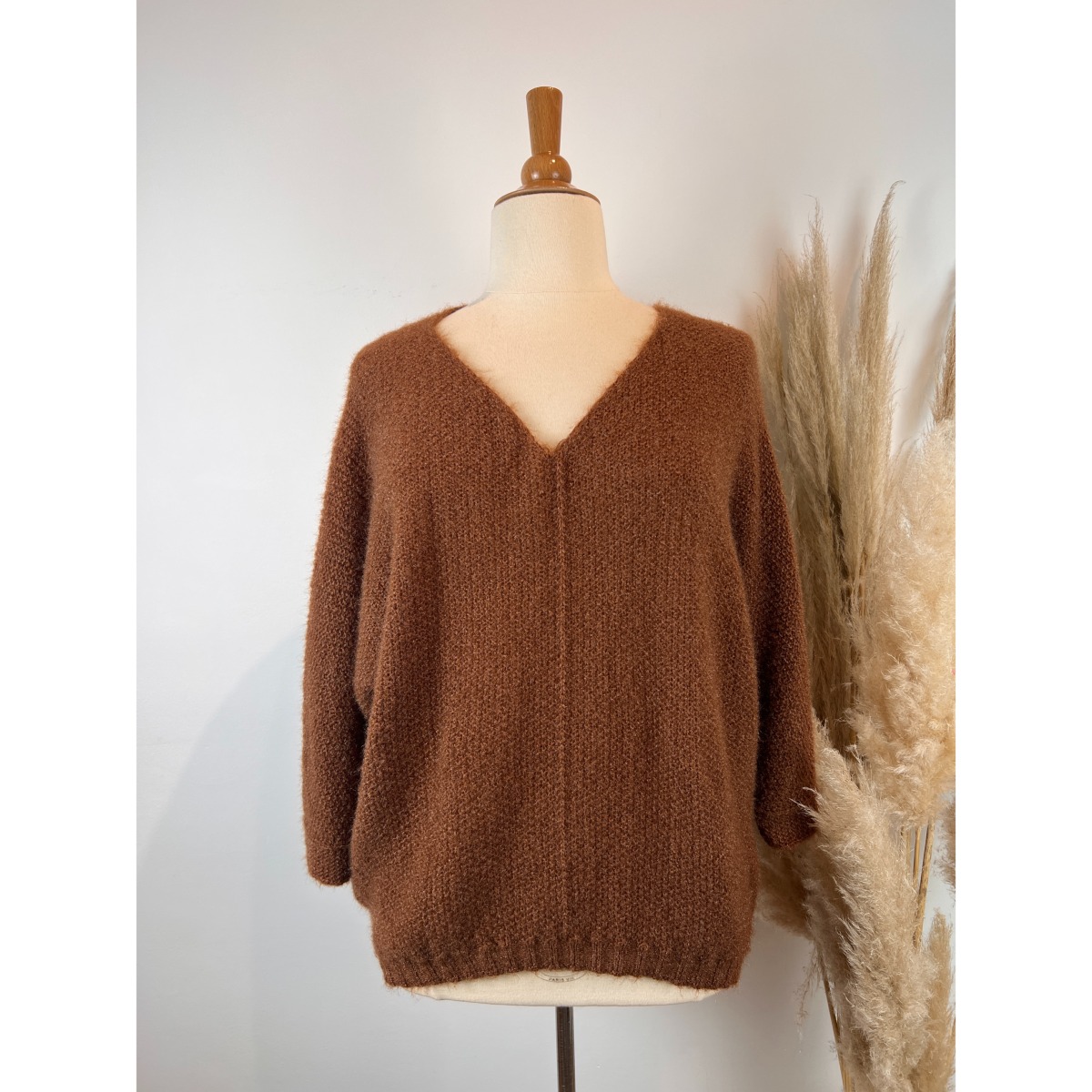 Pull uni maille mousseuse grande taille 