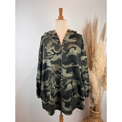 Veste capuche en sweat léger camouflage grande taille