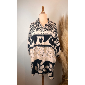 Chemise imprim� feuilles coeur grande taille 56/58