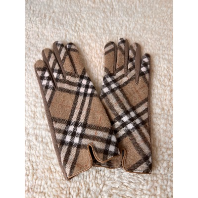 Gants en lainage écossais intérieur en suédine tactiles