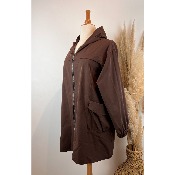 Imperméable à capuche mi-long grande taille