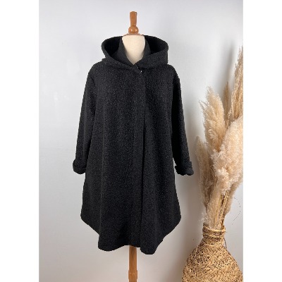 Manteau à capuche noir laine bouillie jusqu'au 54/56 grande taille  