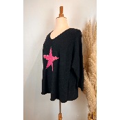 Pull étoile rose pailleté léopard grande taille