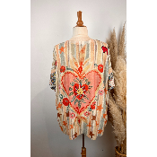Pull lurex manches courtes soleils cœur grande taille