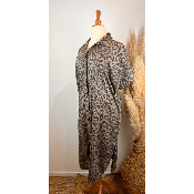 Robe chemise en coton léopard Ibiza grande taille