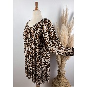 Robe bohème léopard manches longues grande taille