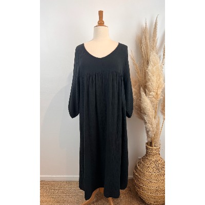 Robe longue en gaze de coton unie grande taille 