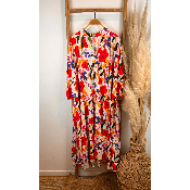 Robe longue imprim�e coquelicots