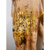 Robe longue lurex visage papillons grande taille