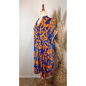 Robe viscose imprimée grande taille bleu / orange