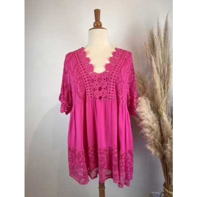 Tunique bohème dentelle & crochet grande taille