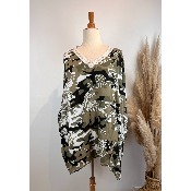 Tunique bohème camouflage col crochet oversize 56-60