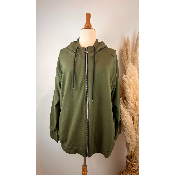 Veste sweat coton unie capuche grande taille