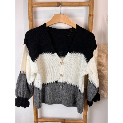 Gilet 3 couleurs bas manches vagues